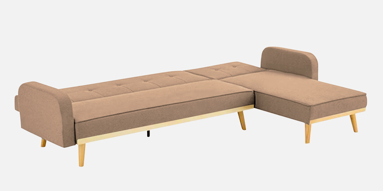 Zuno Fabric RHS Sectional + Sofa Cum Bed In Cookie Beige Colour