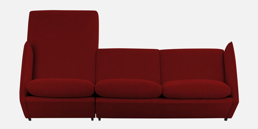 Piku Fabric Lhs Sectional Sofa 3 Lounger In Blood Maroon Colour - Febonic Living