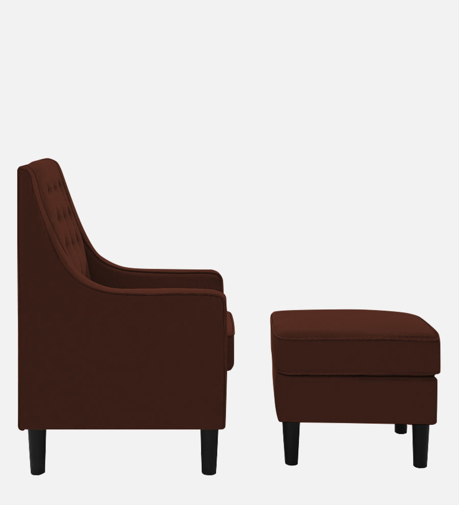 Sona Fabric Barrel Chair With Ottoman In Coffee Brown Colour - Febonic Living