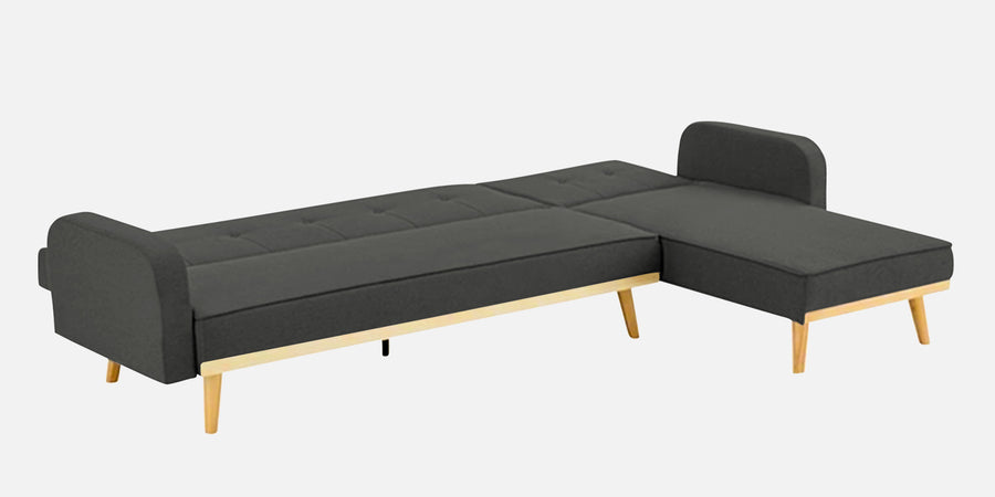 Zuno Fabric Rhs Convertible Sofa Cum Bed In Charcoal Grey Colour - Febonic Living