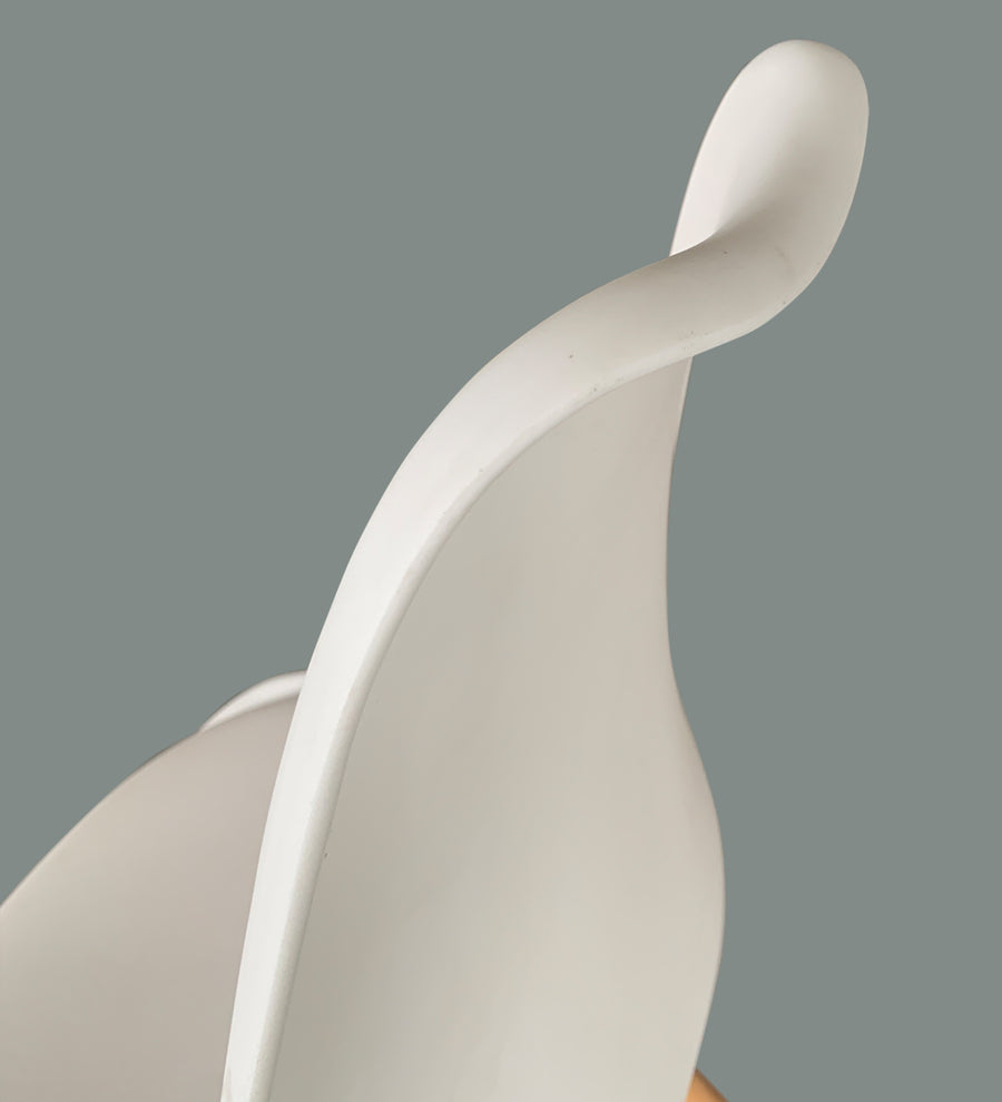 Retro Plastic Bar Chair In Cream White Colour With Leather Finish - Febonic Living