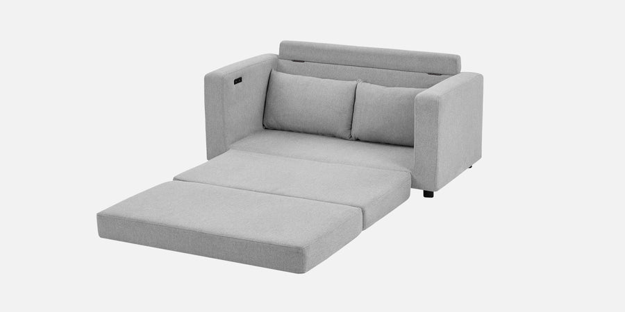 Roman Fabric 3 Seater Foldable Sofa Cum Bed In Lit Grey Colour With Usb Port - Febonic Living