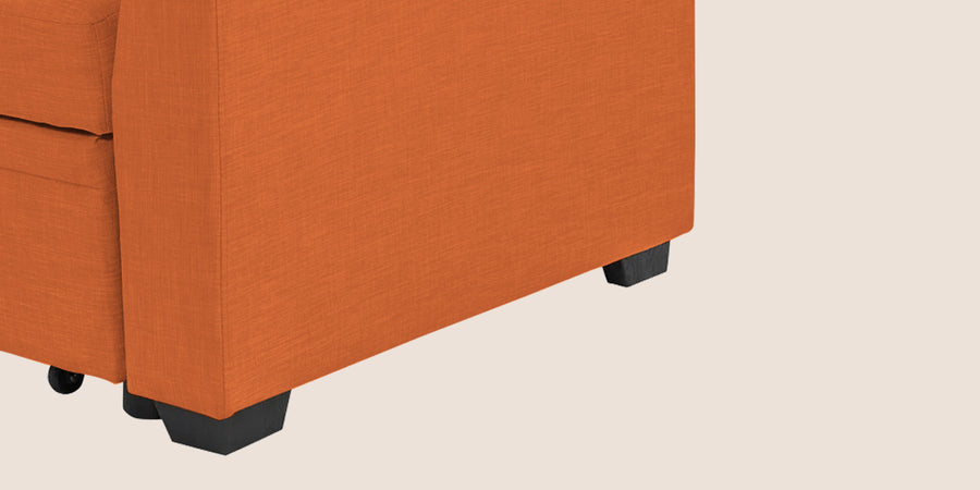 Jody Fabric 3 Seater Pull Out Sofa Cum Bed In Vivid Orange Colour With Storage - Febonic Living