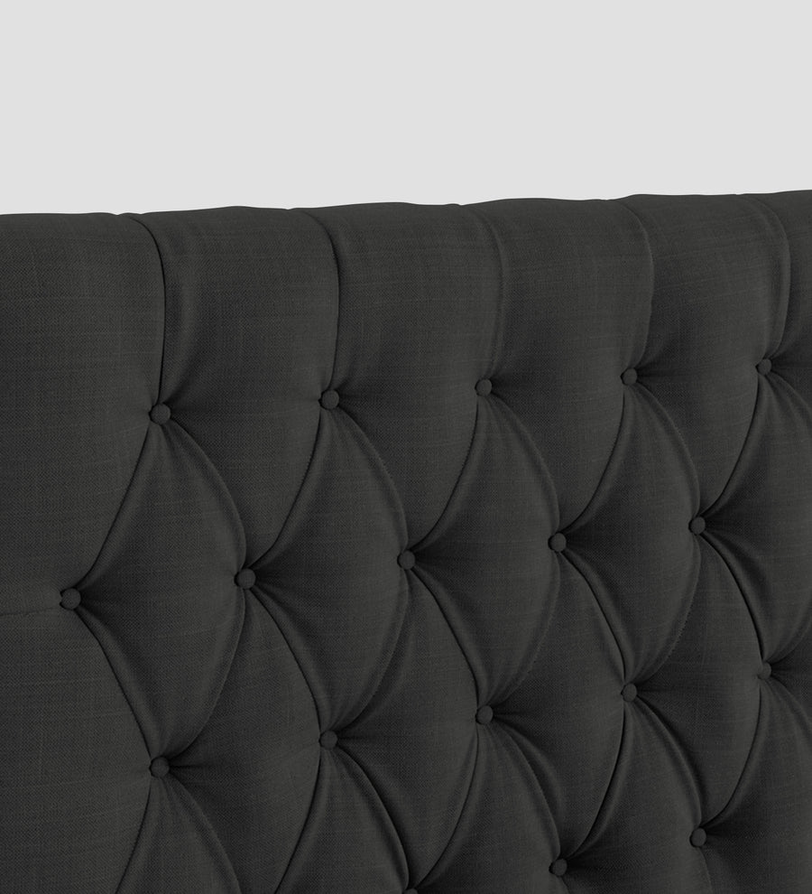 Isko Fabric Upholstered Single Size Bed In Charcoal Grey Colour With Box Storage - Febonic Living