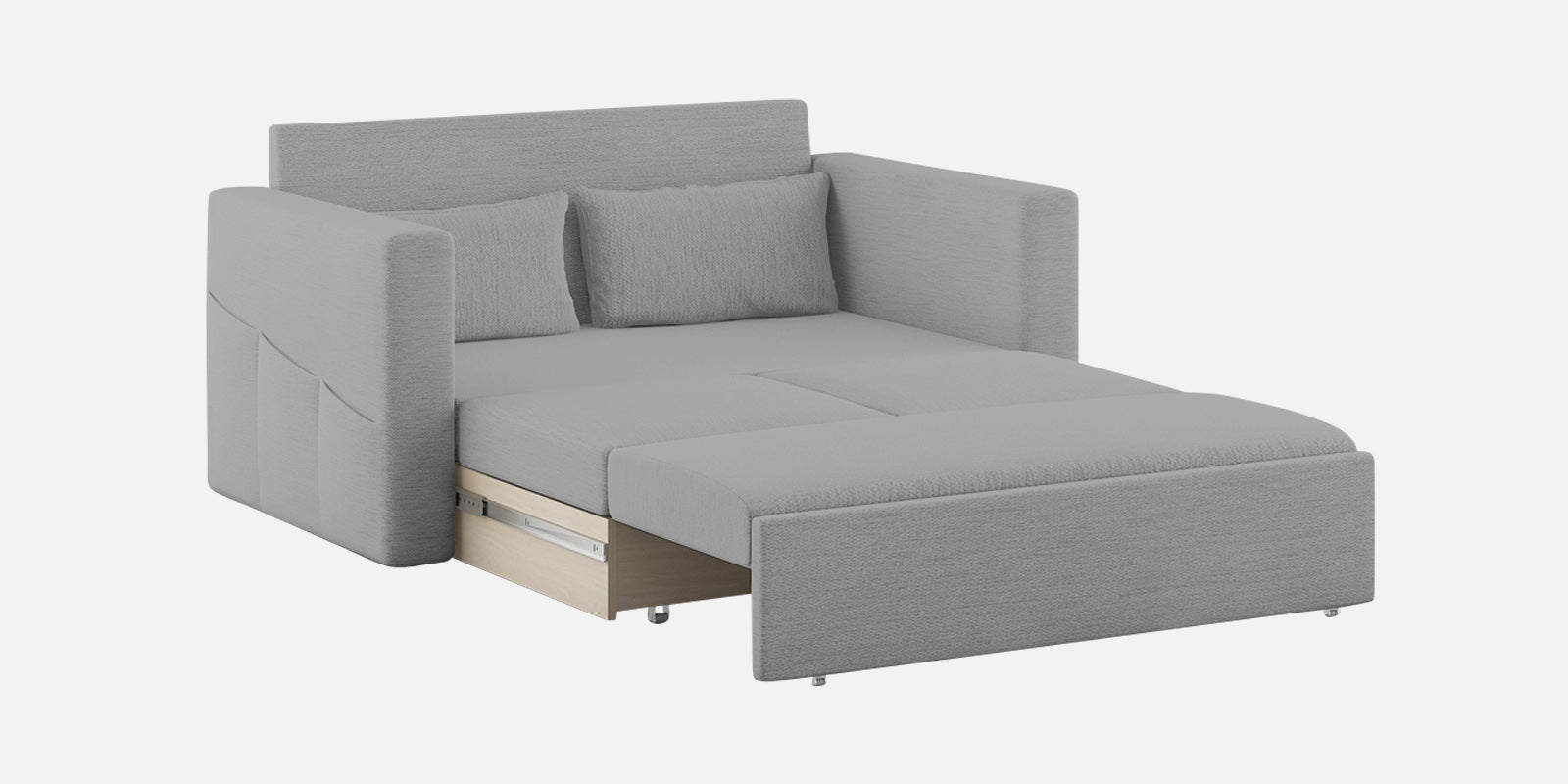 River Fabric 2 Seater Pull Out Sofa Cum Bed In lit Grey Colour