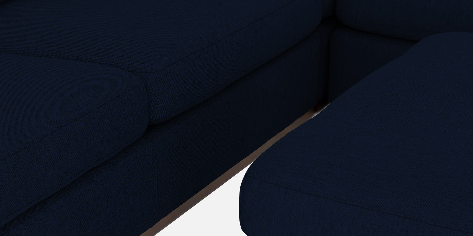 Freedom Velvet 6 Seater LHS Sectional Sofa In Dark Blue Colour With Ottoman