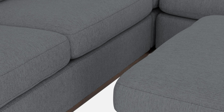 Freedom Velvet 6 Seater Lhs Corner Sofa In Pubble Grey Colour With Ottoman - Febonic Living