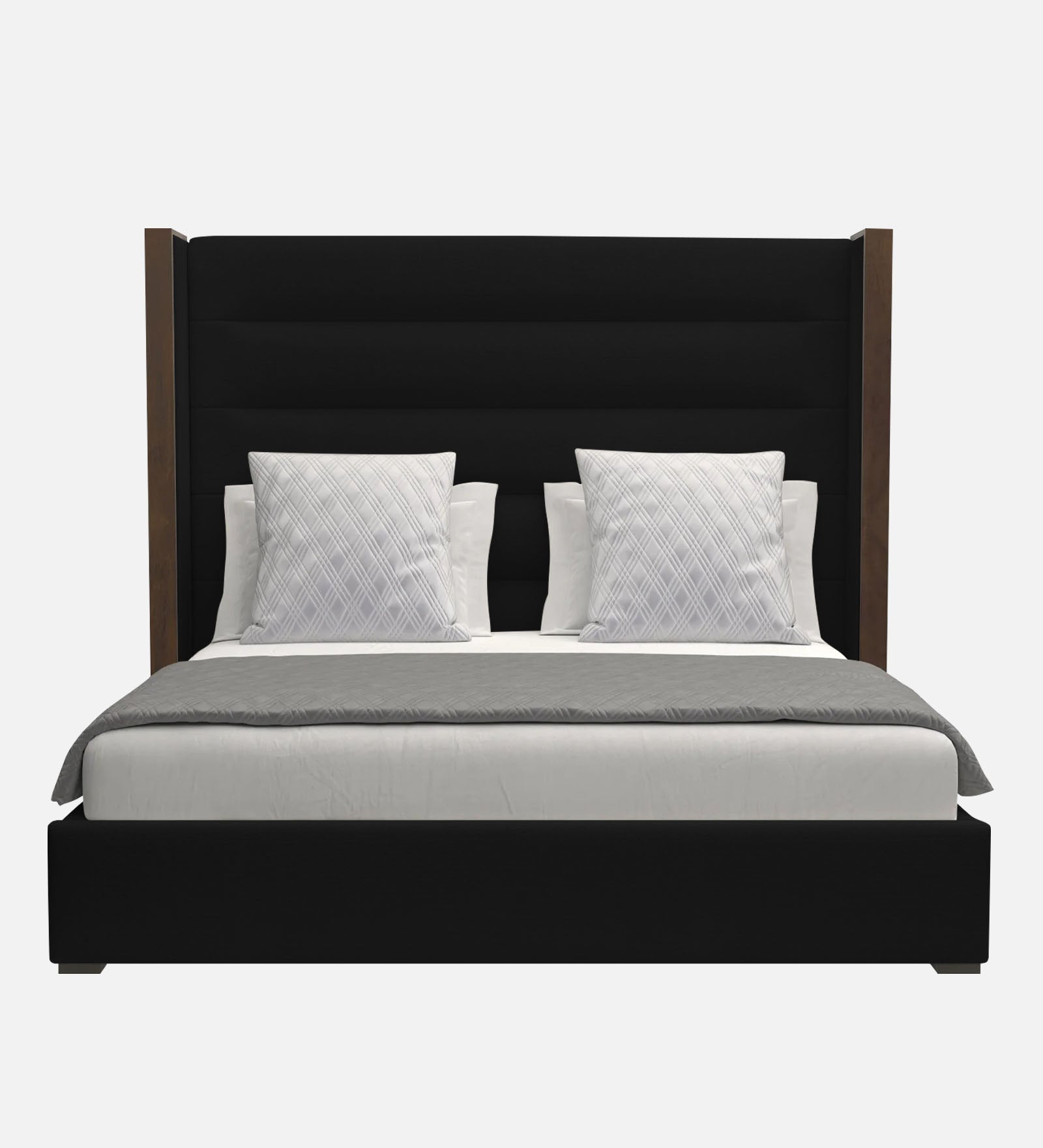 Sunny Fabric Queen Size Bed In Zed Black Colour