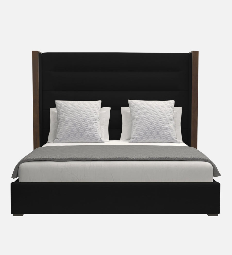 Sunny Fabric Upholstered Queen Size Bed In Zed Black Colour - Febonic Living