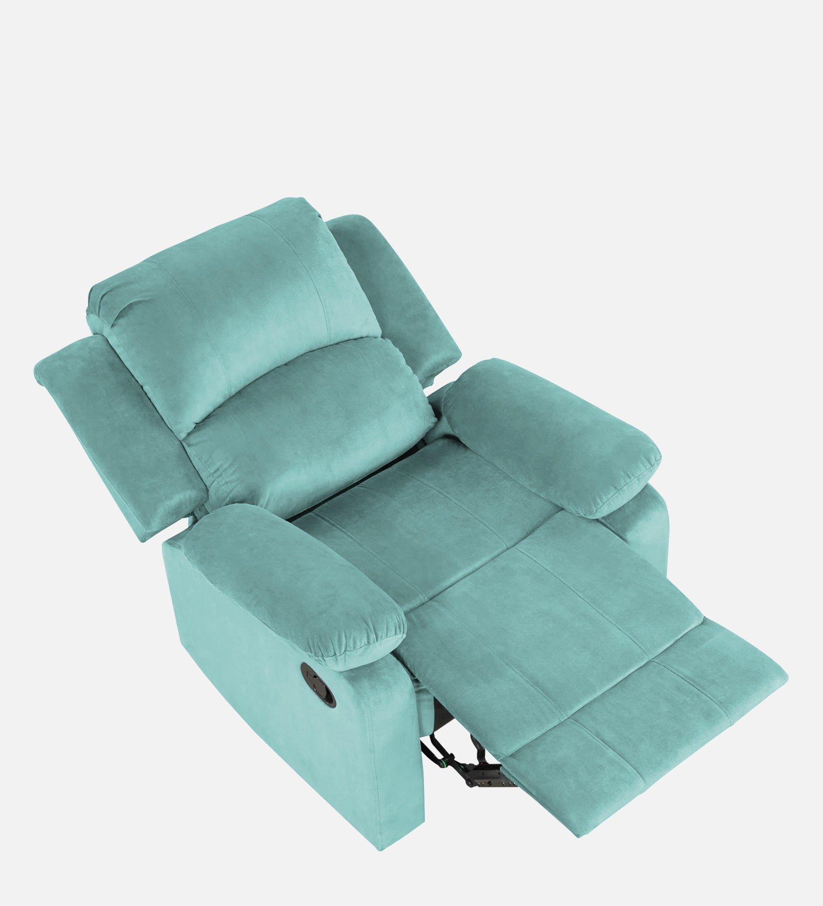 Henry Velvet Manual 1 Seater Recliner In Barmunda Aqua Colour