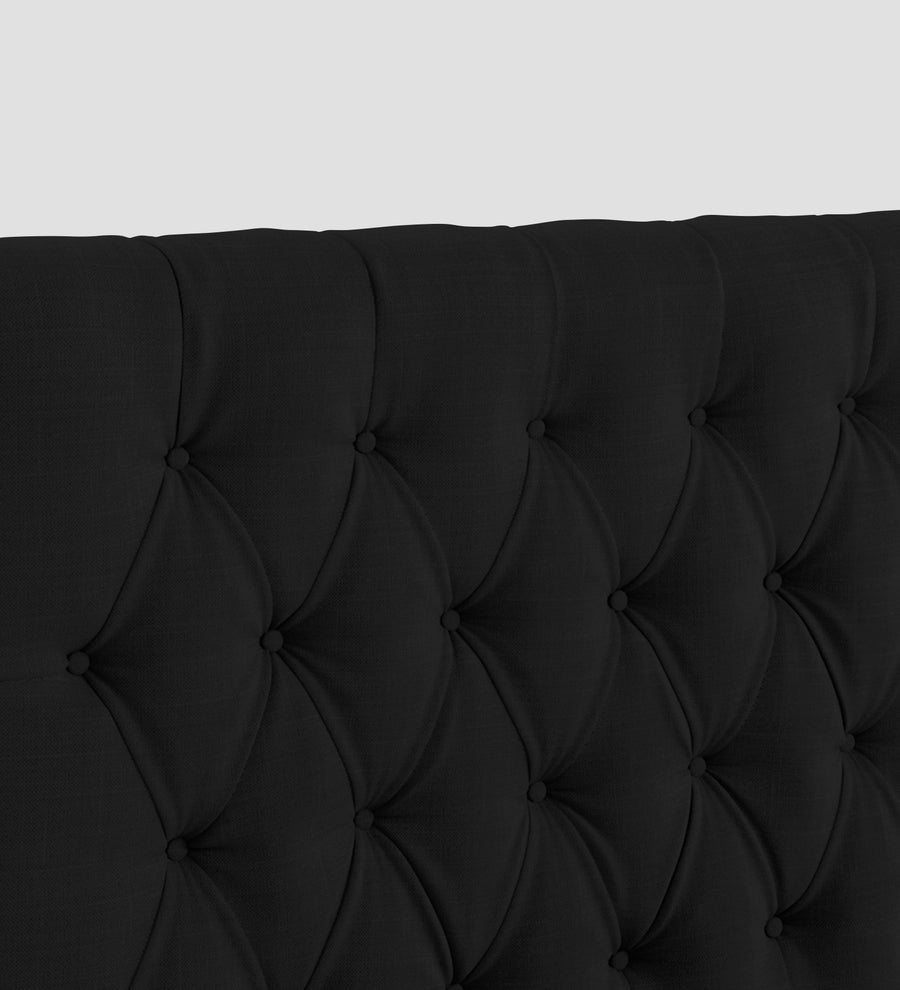 Isko Fabric Upholstered Single Size Bed In Zed Black Colour With Box Storage - Febonic Living