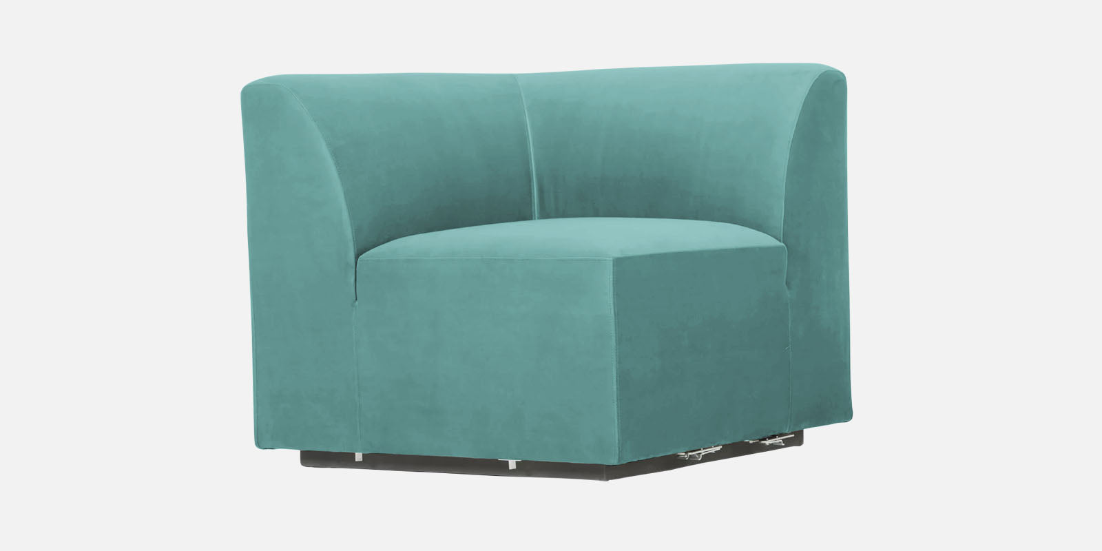 Bufa Velvet RHS Sectional Sofa In Aqua Blue Colour With Ottoman