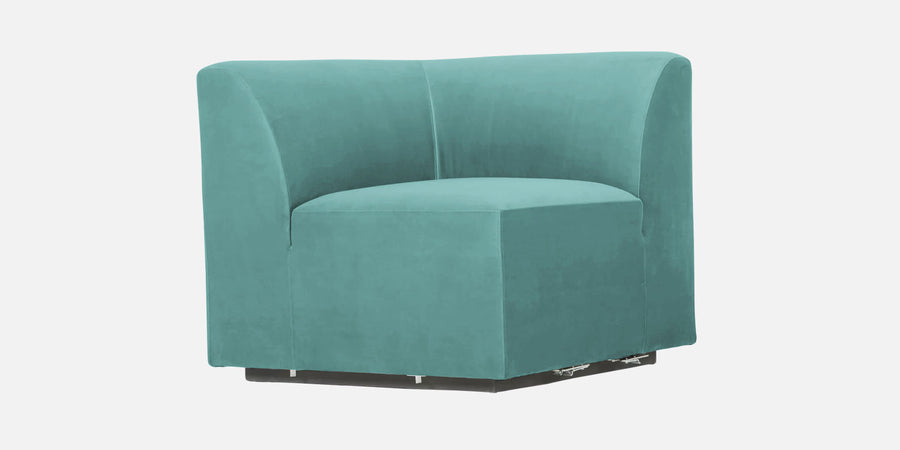 Bufa Velvet Rhs Sectional Sofa In Aqua Blue Colour With Ottoman - Febonic Living