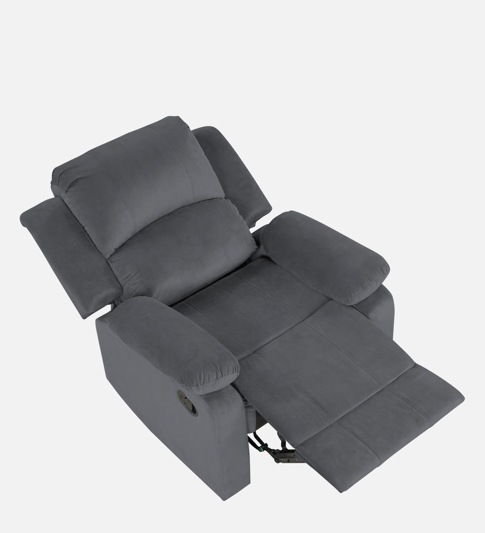 Henry Velvet Manual 1 Seater Recliner In Pubble grey Colour