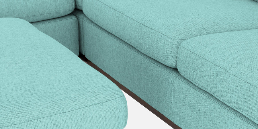 Freedom Velvet 6 Seater Rhs Corner Sofa In Barmunda Aqua Colour With Ottoman - Febonic Living