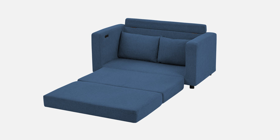 Roman Fabric 3 Seater Foldable Sofa Cum Bed In Light Blue Colour With Usb Port - Febonic Living