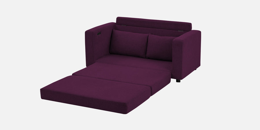 Roman Fabric 3 Seater Foldable Sofa Cum Bed In Greek Purple Colour With Usb Port - Febonic Living
