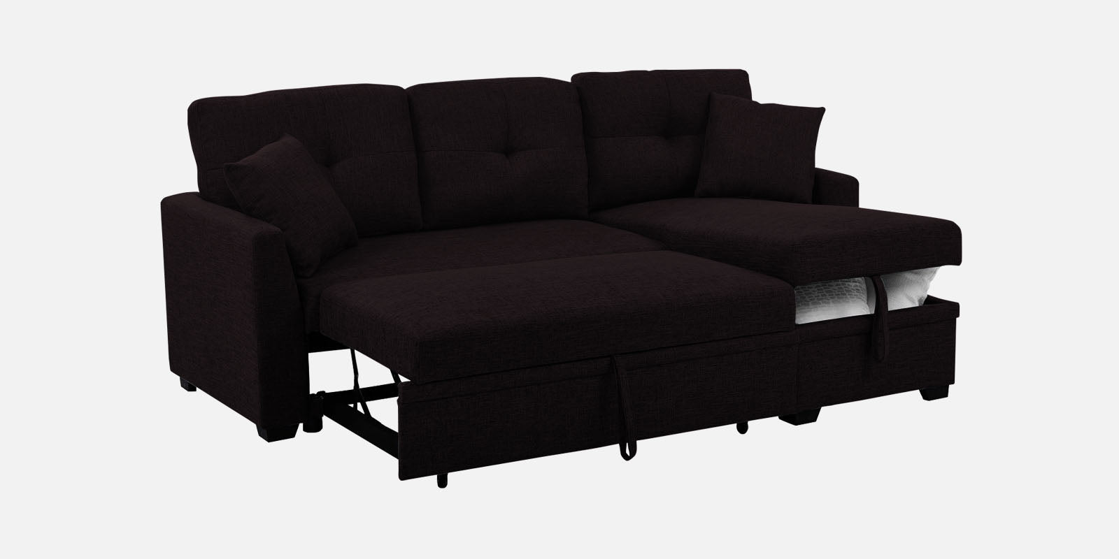 Jody Fabric 3 Seater Pull Out Sofa Cum Bed In Cara Brown Colour