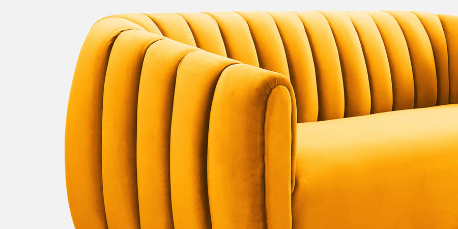 Ferry Velvet 3 Seater Sofa In Saffron Yellow Colour - Febonic Living