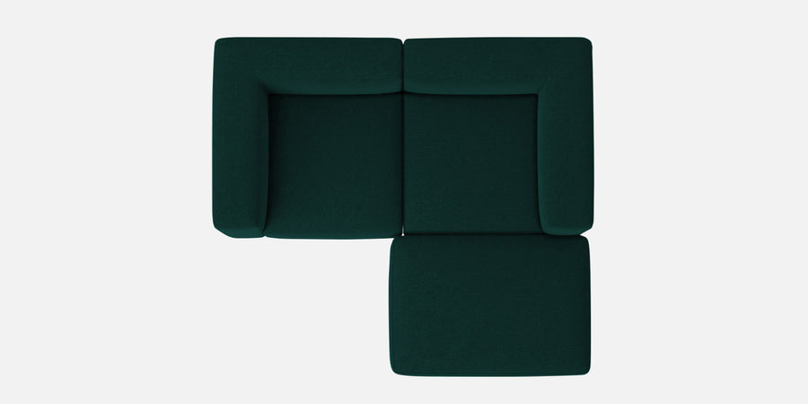 Dora Velvet Lhs Sectional Sofa 2 Ottoman Lounger In Forest Green Colour - Febonic Living