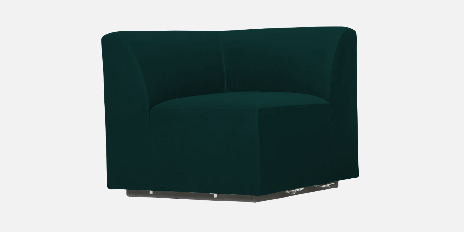 Bufa Velvet RHS Sectional Sofa In Forest Green Colour With Ottoman