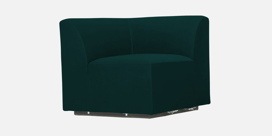 Bufa Velvet Rhs Sectional Sofa In Forest Green Colour With Ottoman - Febonic Living