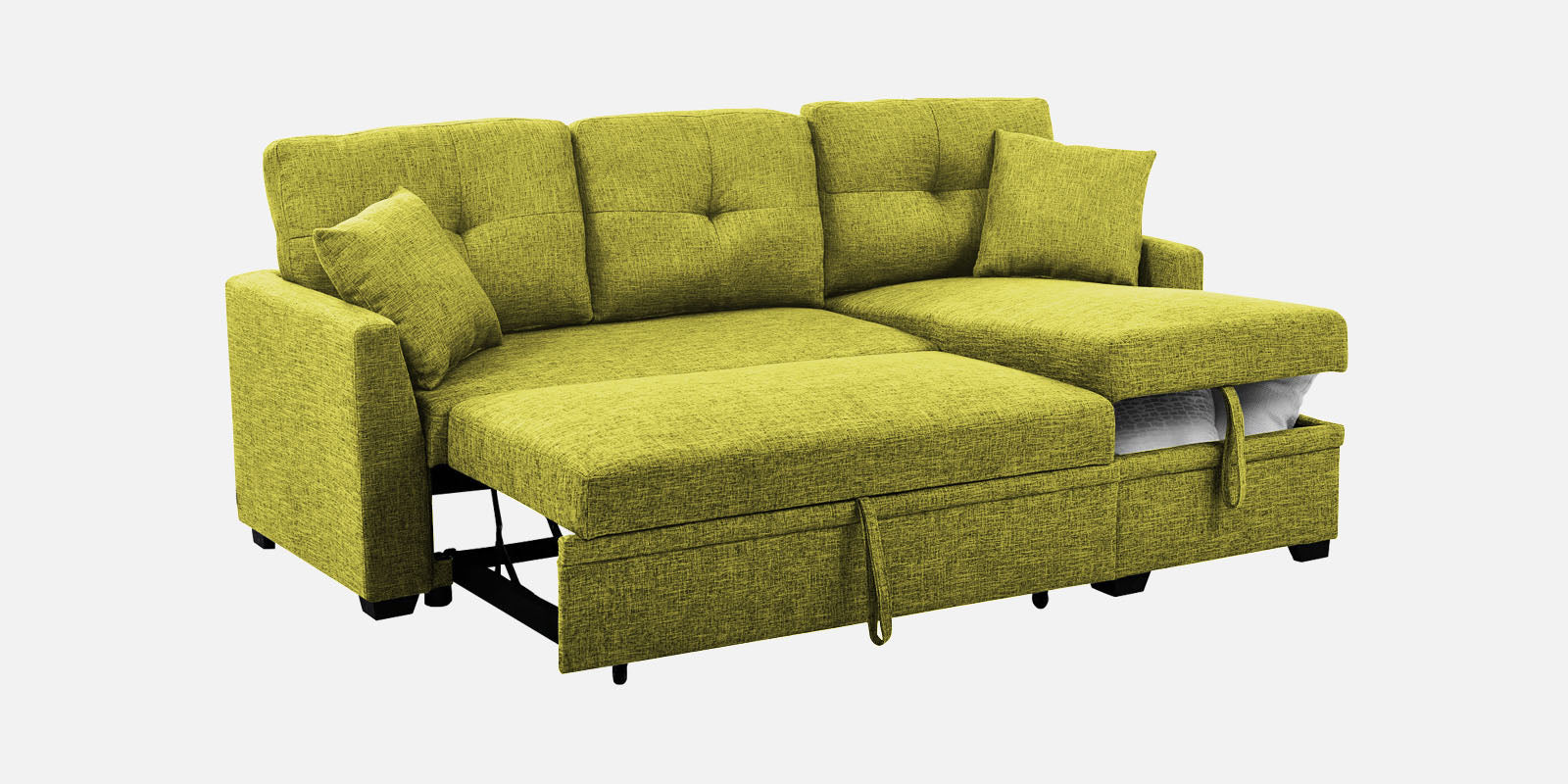 Jody Fabric 3 Seater Pull Out Sofa Cum Bed In Parrot Green Colour