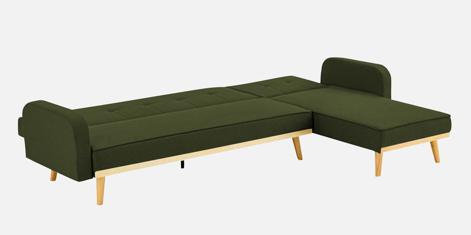 Zuno Fabric RHS Sectional + Sofa Cum Bed In Olive Green Colour