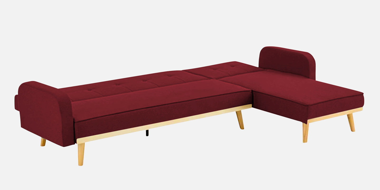 Zuno Fabric RHS Sectional + Sofa Cum Bed In Blood Maroon Colour