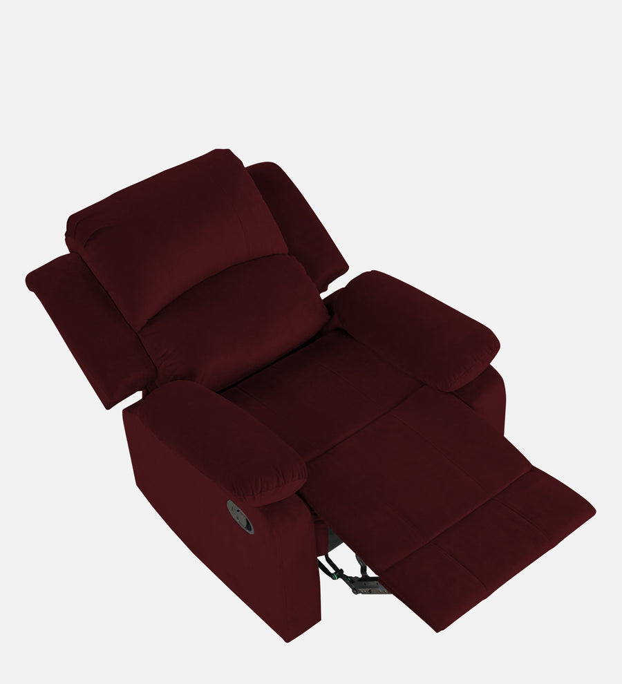 Lexi Fabric 1 Seater Motorized Recliner In Dark Maroon Colour - Febonic Living