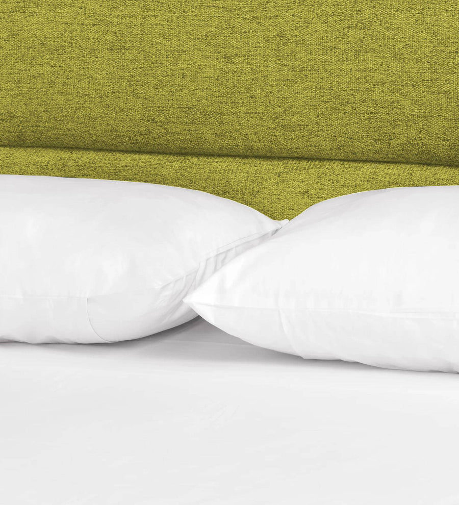 Pollen Fabric Upholstered Queen Size Bed In Parrot Green Colour - Febonic Living
