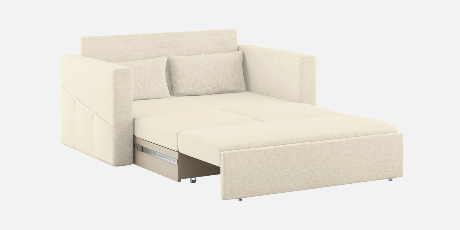 River Fabric 2 Seater Pull Out Sofa Cum Bed In ivory cream Colour