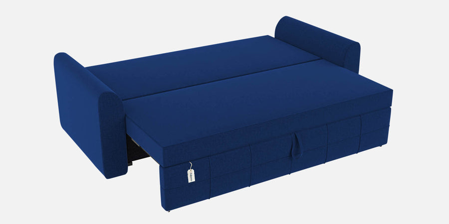 Ines Velvet 3 Seater Pull Out Sofa Cum Bed In Royal Blue Colour With Storage - Febonic Living