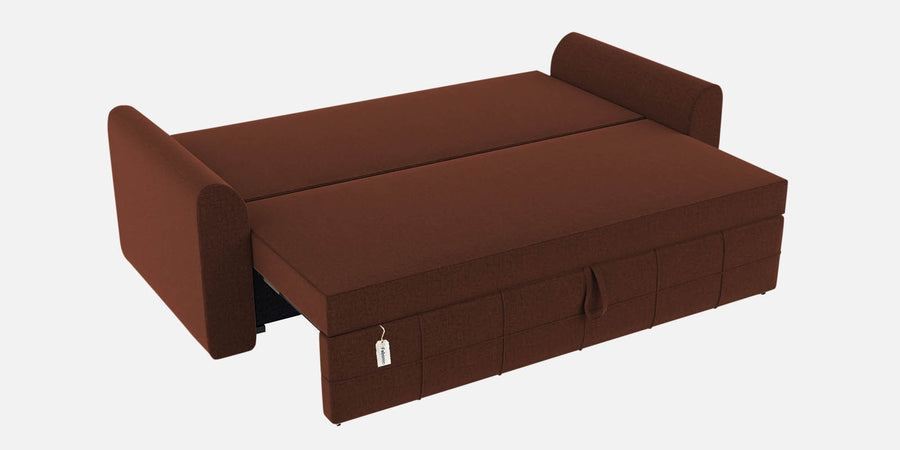 Ines Velvet 3 Seater Pull Out Sofa Cum Bed In Coffee Brown Colour With Storage - Febonic Living
