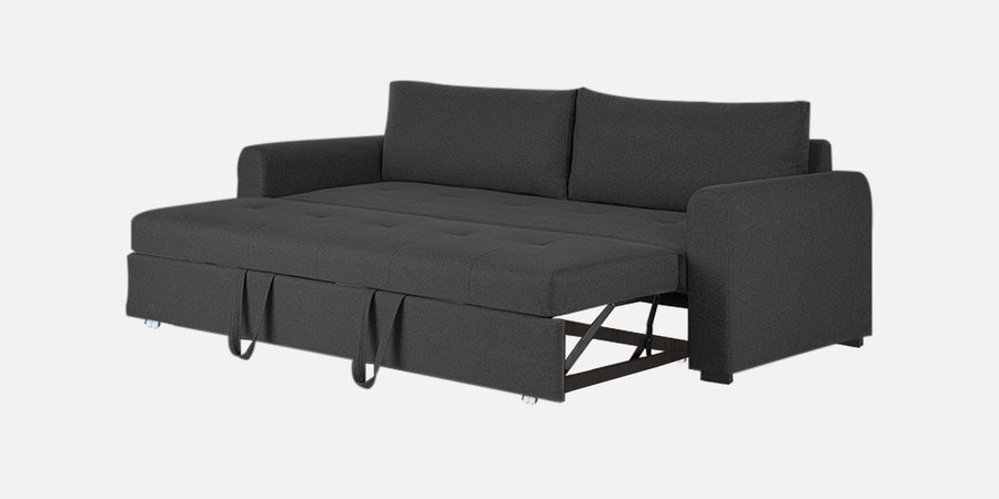 Sigma Fabric 3 Seater Pull Out Sofa Cum Bed In Charcoal Grey Colour - Febonic Living