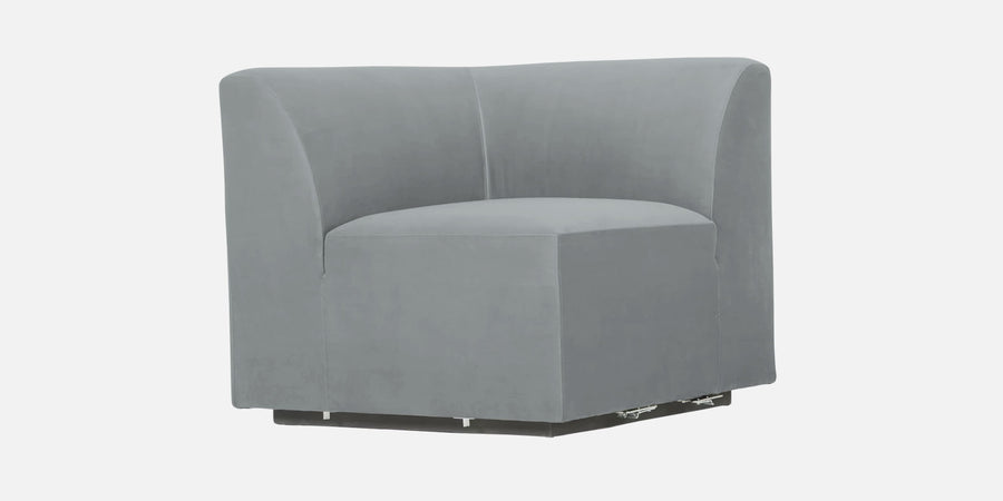Bufa Velvet Rhs Sectional Sofa In Pearl Grey Colour With Ottoman - Febonic Living