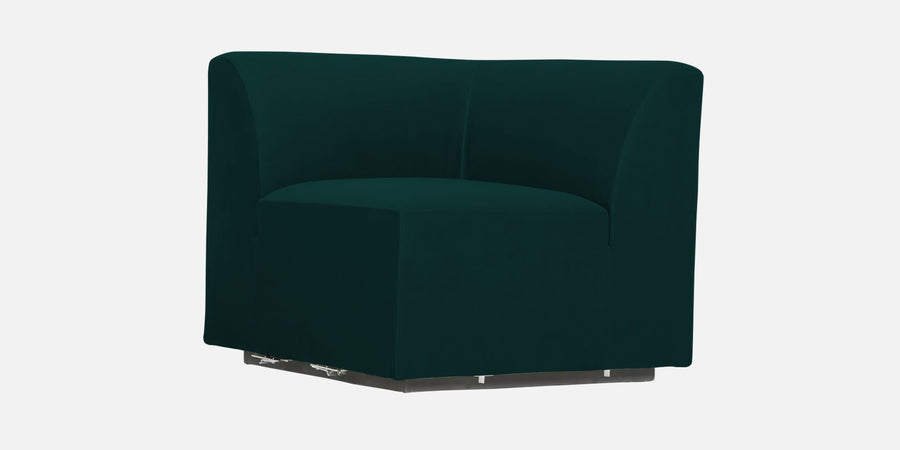 Bufa Velvet Lhs Sectional Sofa In Forest Green Colour With Ottoman - Febonic Living