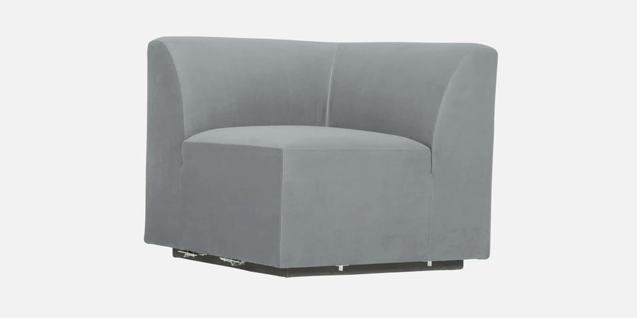 Bufa Velvet Lhs Sectional Sofa In Pearl Grey Colour With Ottoman - Febonic Living