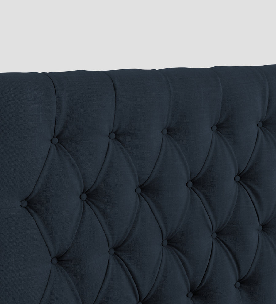 Isko Fabric Upholstered Single Size Bed In Denim Blue Colour With Box Storage - Febonic Living