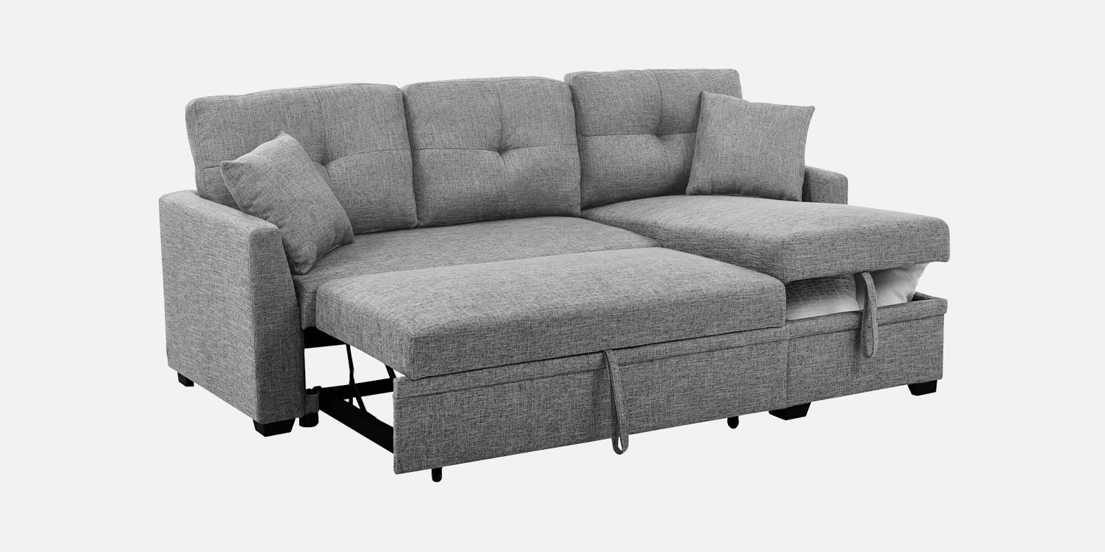 Jody Fabric 3 Seater Pull Out Sofa Cum Bed In Lit Grey Colour