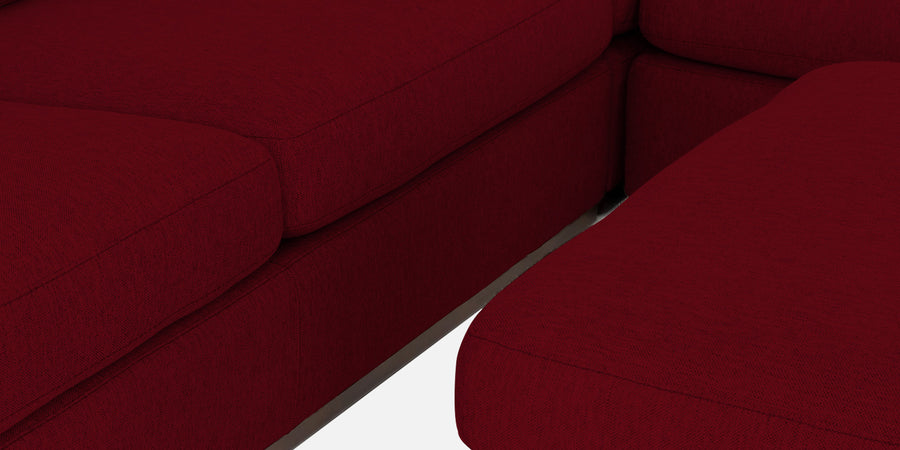 Freedom Velvet 6 Seater Lhs Corner Sofa In Cherry Red Colour With Ottoman - Febonic Living