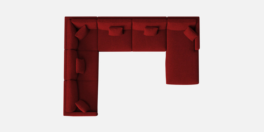 Carlin Fabric Lhs 8 Seater Sectional Sofa In Blood Maroon Colour - Febonic Living