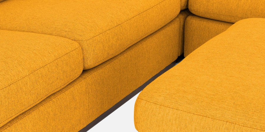 Freedom Velvet 6 Seater Lhs Corner Sofa In Safforn Yellow Colour With Ottoman - Febonic Living