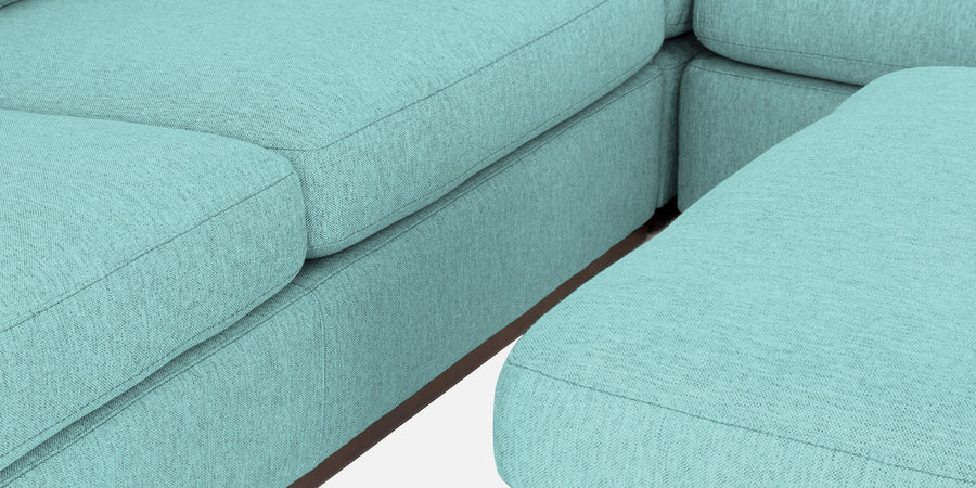 Freedom Velvet 6 Seater Lhs Corner Sofa In Barmunda Aqua Colour With Ottoman - Febonic Living