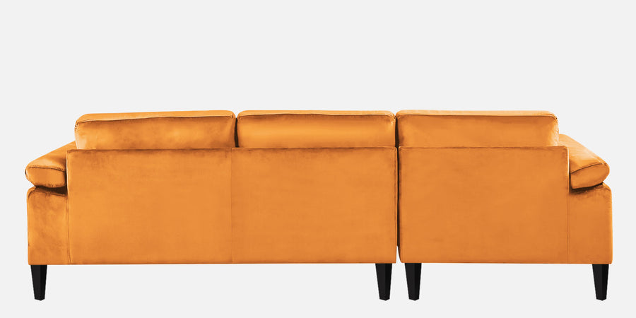 Vegas Velvet Rhs Sectional Sofa 3 Lounger In Tangerine Orange Colour - Febonic Living