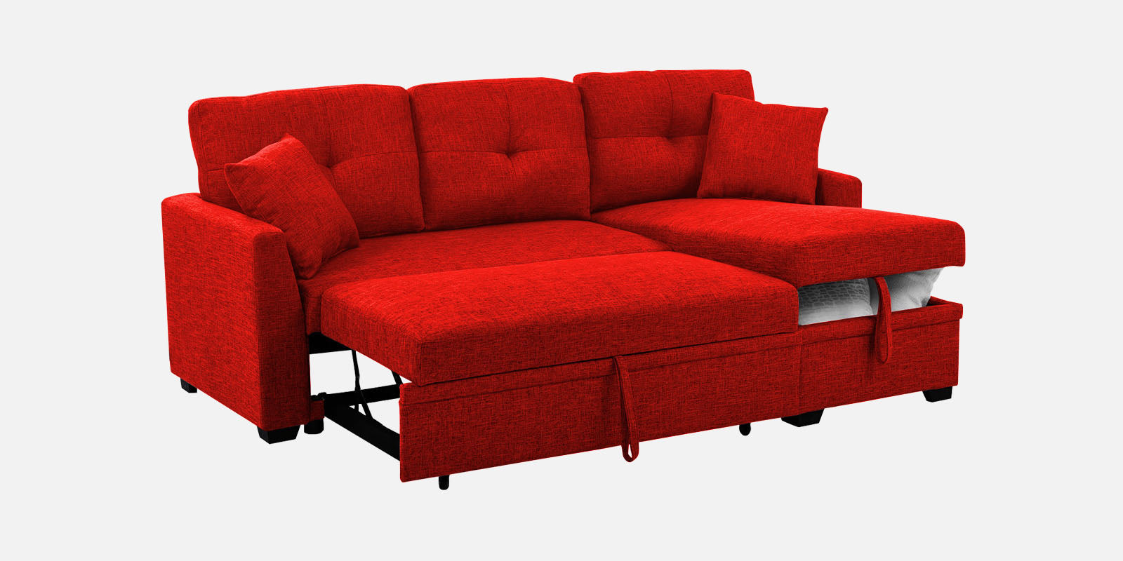 Jody Fabric 3 Seater Pull Out Sofa Cum Bed In Ruby Red Colour