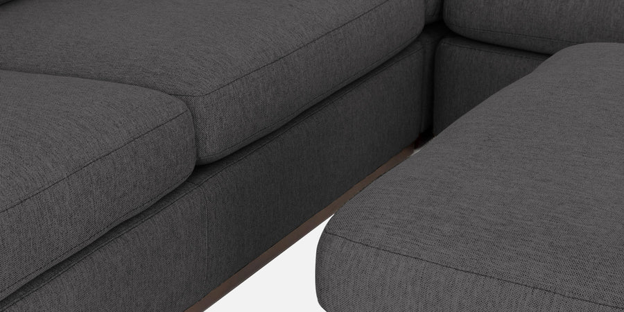 Freedom Velvet 6 Seater Lhs Corner Sofa In Davy Grey Colour With Ottoman - Febonic Living