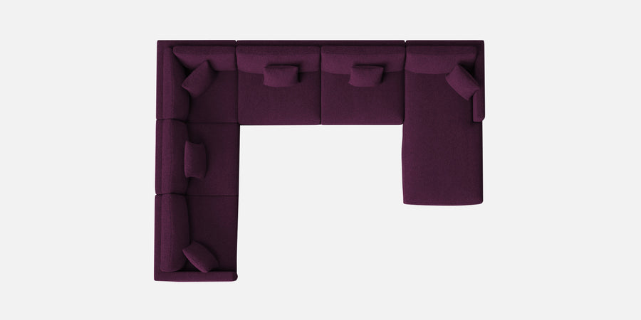 Carlin Fabric Lhs 8 Seater Sectional Sofa In Greek Purple Colour - Febonic Living