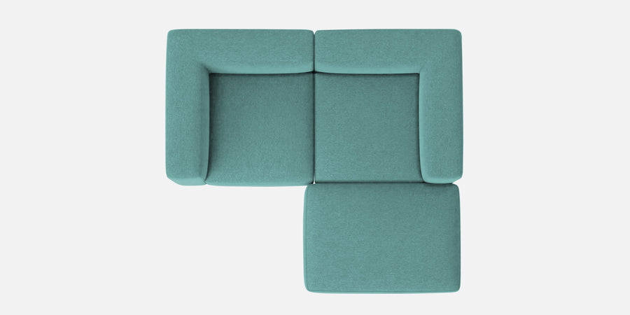 Dora Velvet Lhs Sectional Sofa 2 Ottoman Lounger In Barmunda Aqua Colour - Febonic Living