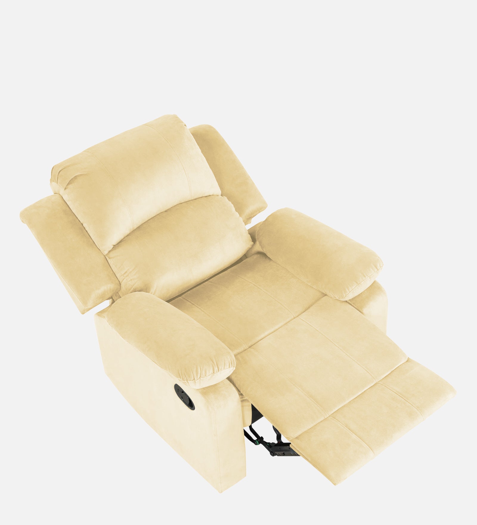 Henry Velvet Manual 1 Seater Recliner In Sandy Beige Colour